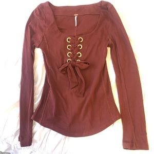 Free People grommet tie front long sleeve